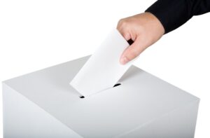 Ballot box and voter